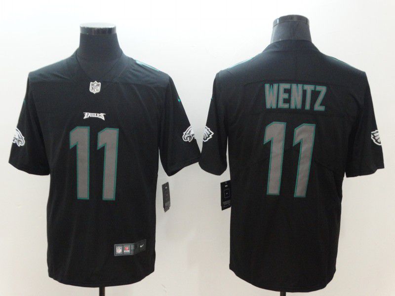 Men Philadelphia Eagles #11 Wentz Nike Fashion Impact Black Color Rush Limited NFL Jerseys->philadelphia eagles->NFL Jersey